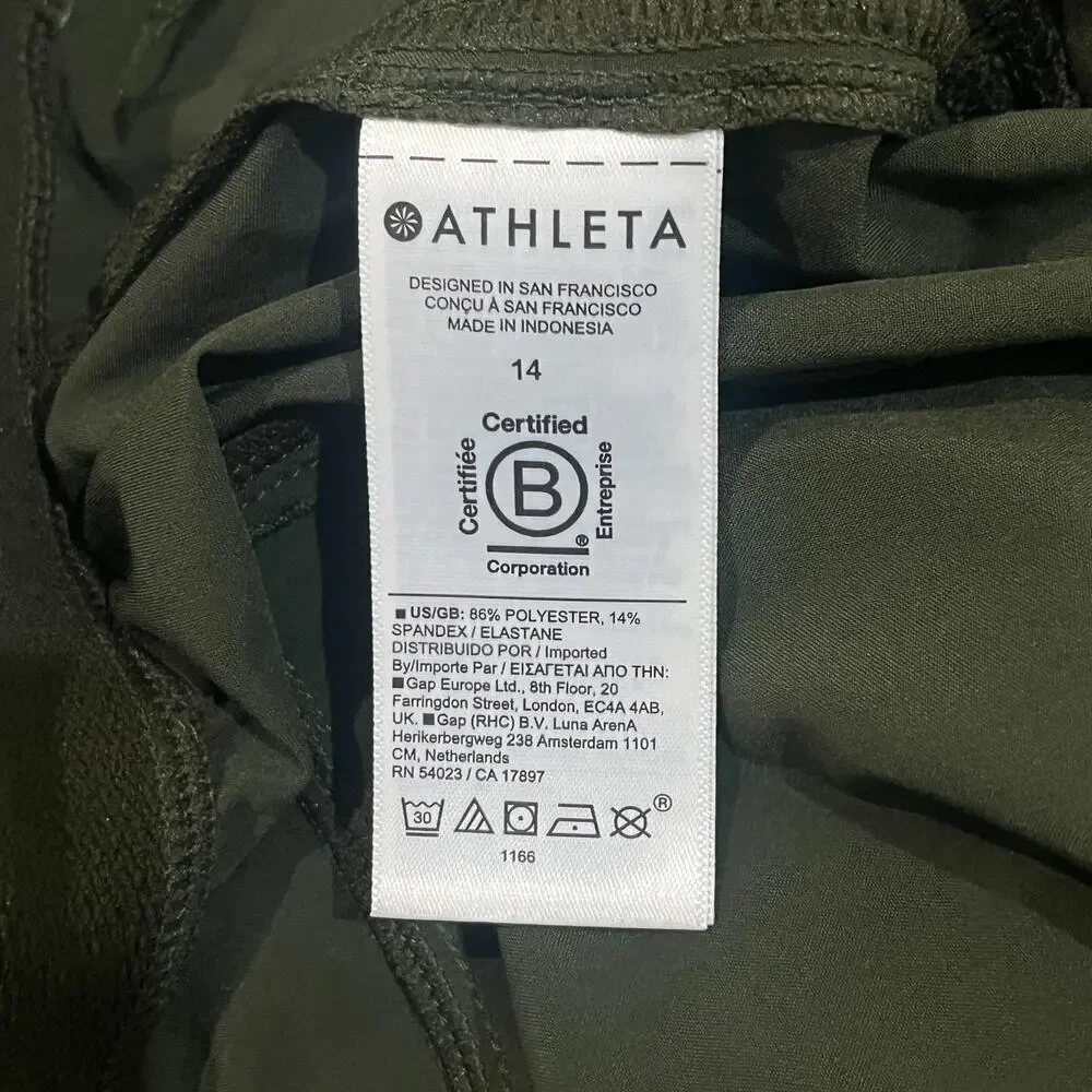 Athleta Olive Green Jogger with zip pant leg Size 14